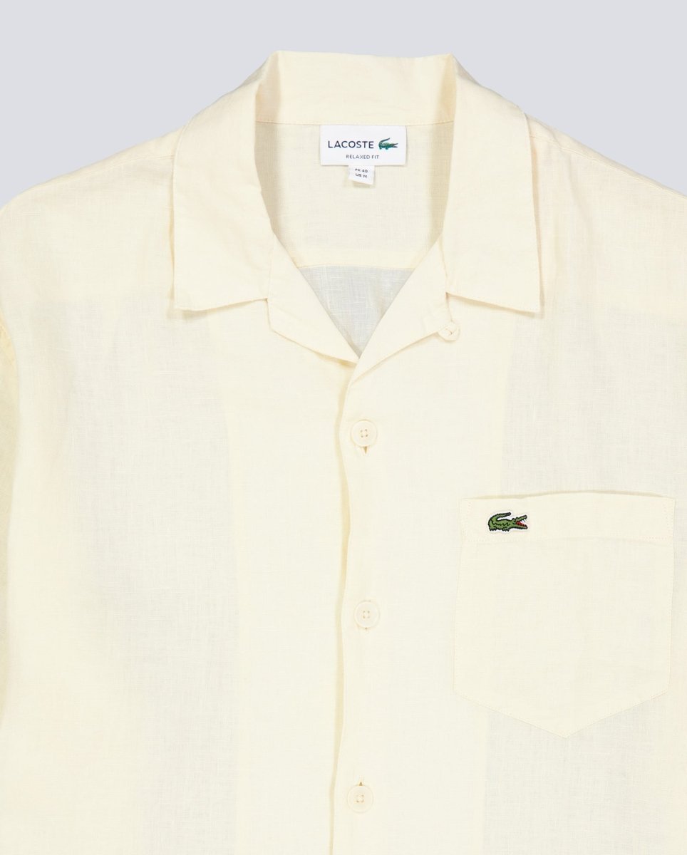 Camisa Lacoste Casual Manga Corta Beige Hombre