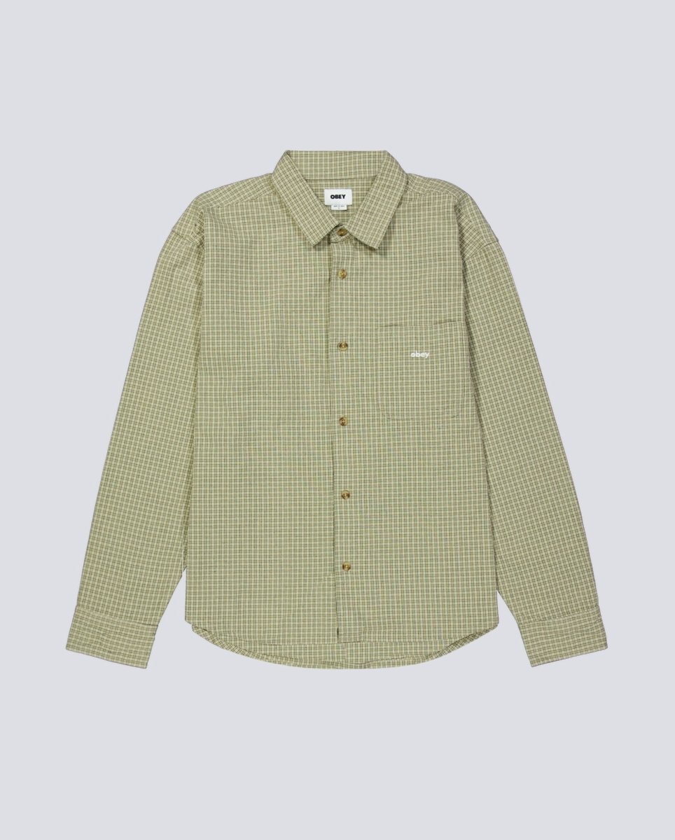 Camisa De Cuadros Obey Jimmy Woven Verde Hombre