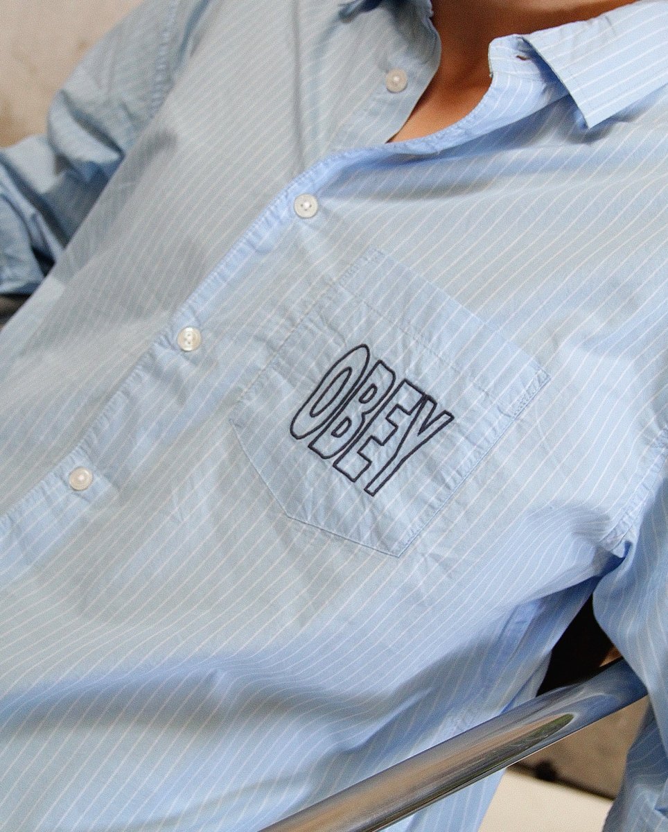 Camisa Obey Bigwig Blueprint Woven Azul Hombre