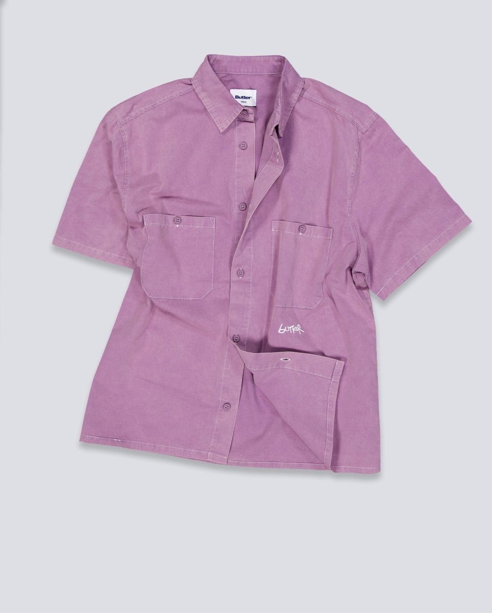 Camisa Butter Goods Contrast Stitch Morado Unisex
