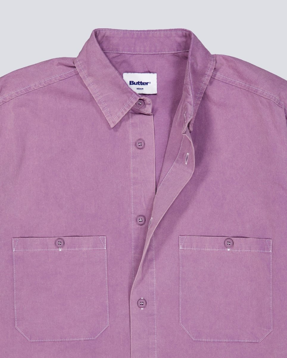 Camisa Butter Goods Contrast Stitch Morado Unisex