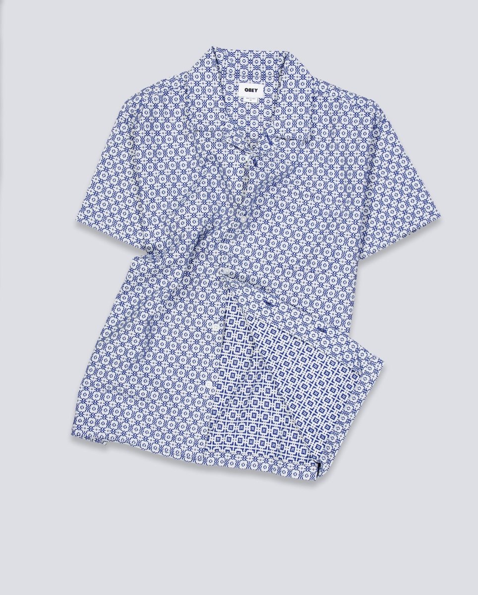 Camisa Obey Adrian Woven Unblaeached Azul Hombre