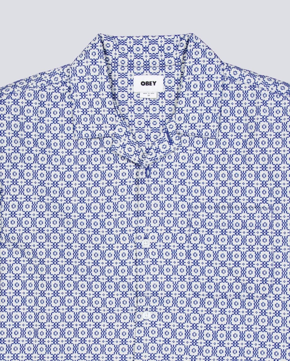 Camisa Obey Adrian Woven Unblaeached Azul Hombre