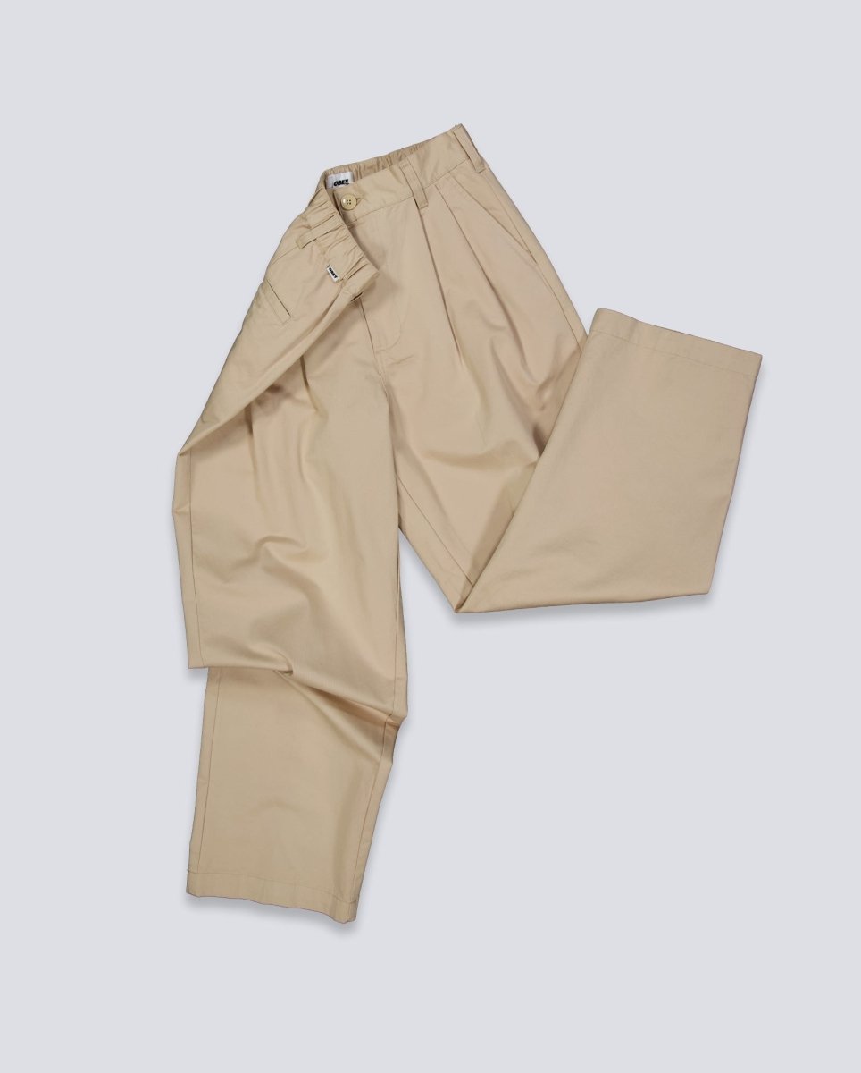 Pantalón Obey Foster Pleated Beige Hombre