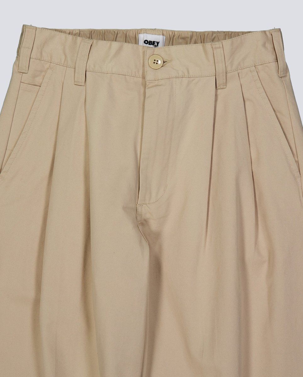 Pantalón Obey Foster Pleated Beige Hombre