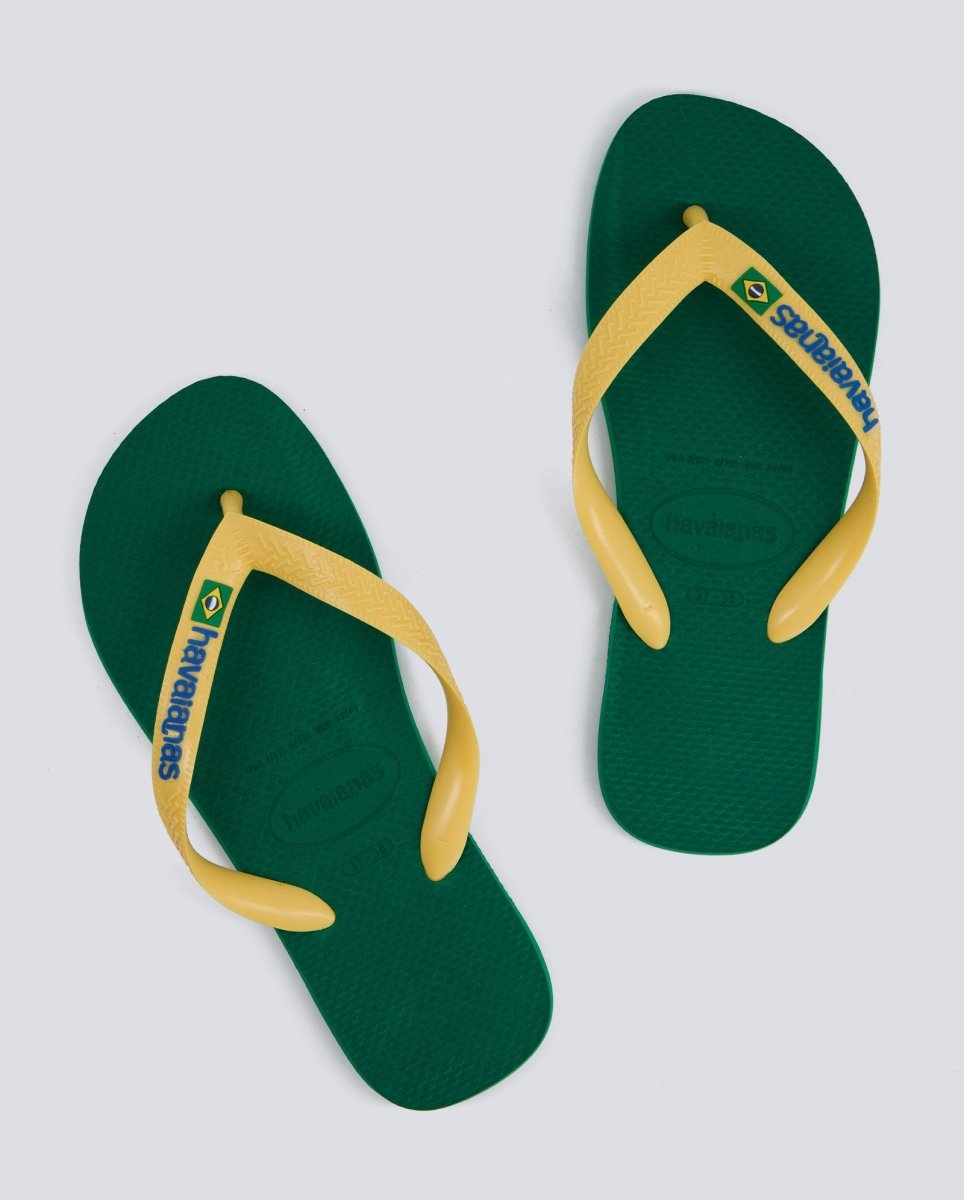 Havaianas Brasil Logo Verde Y Amarillo Mujer
