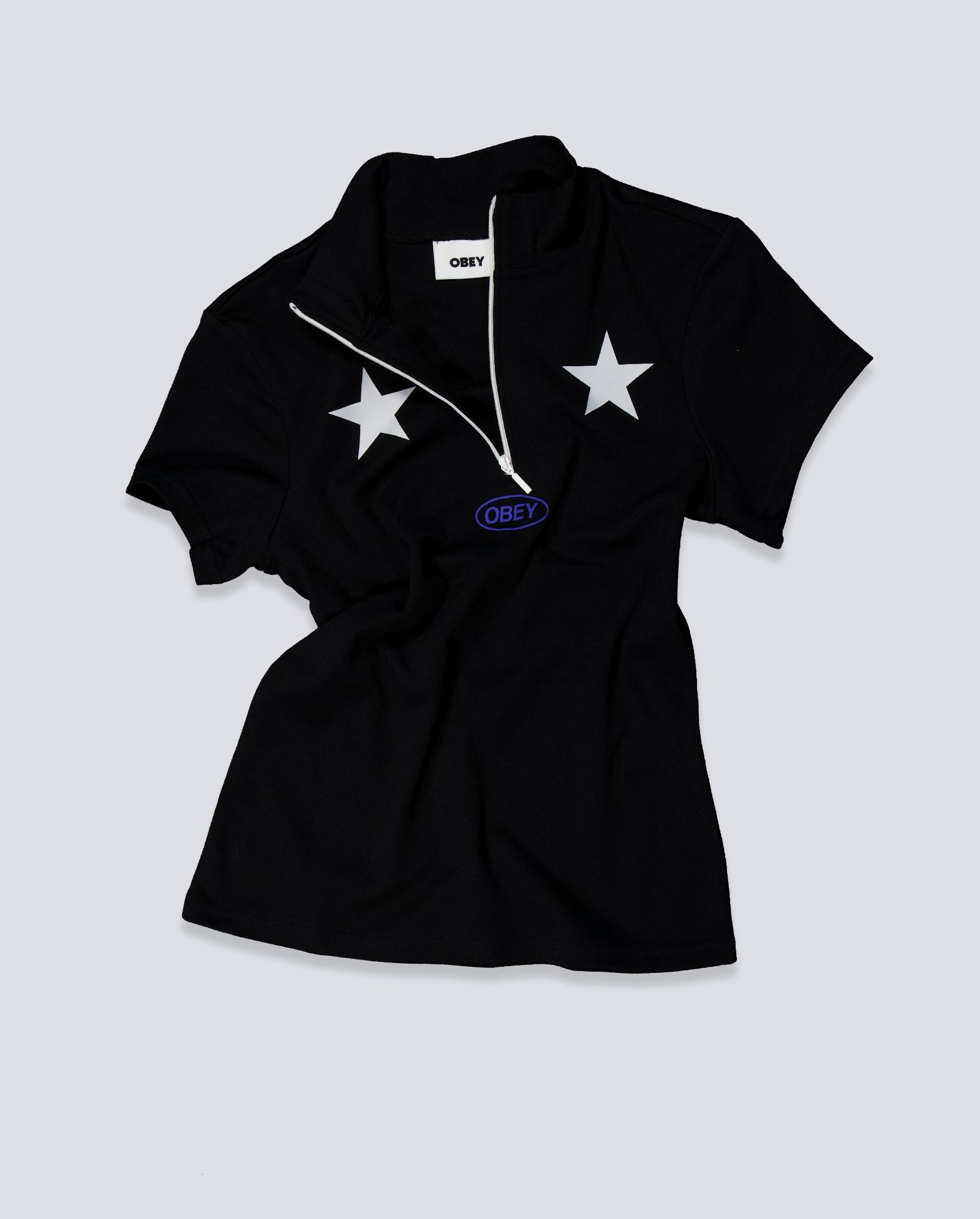 Camiseta Obey Relay Mock Neck Negro Mujer