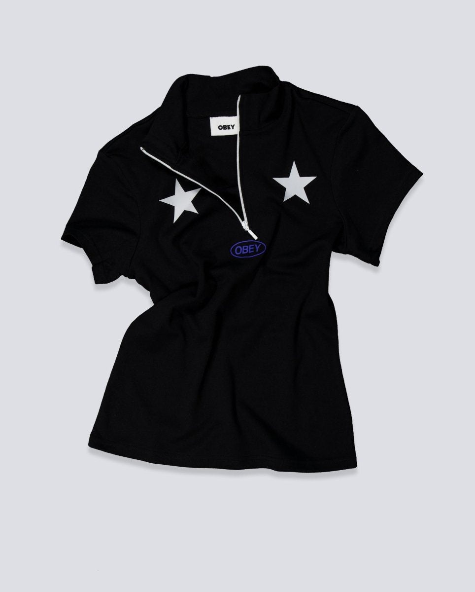 Camiseta Obey Relay Mock Neck Negro Mujer