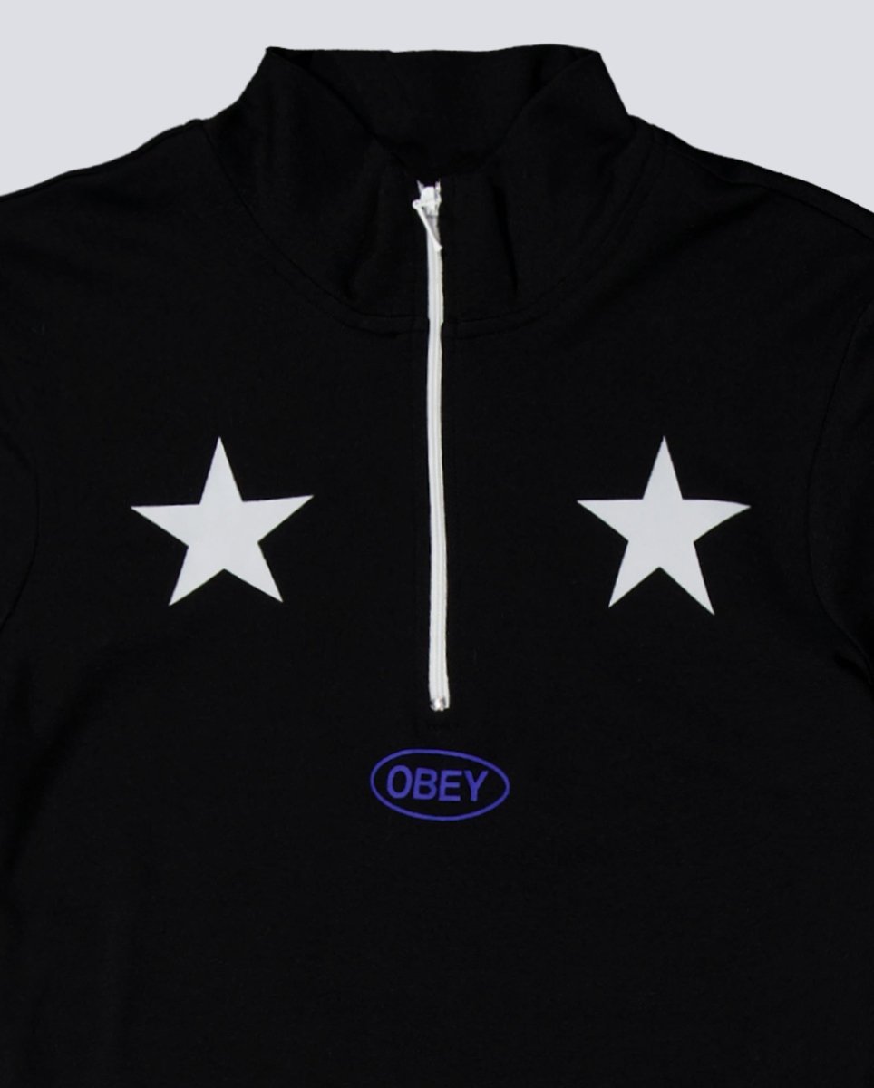 Camiseta Obey Relay Mock Neck Negro Mujer