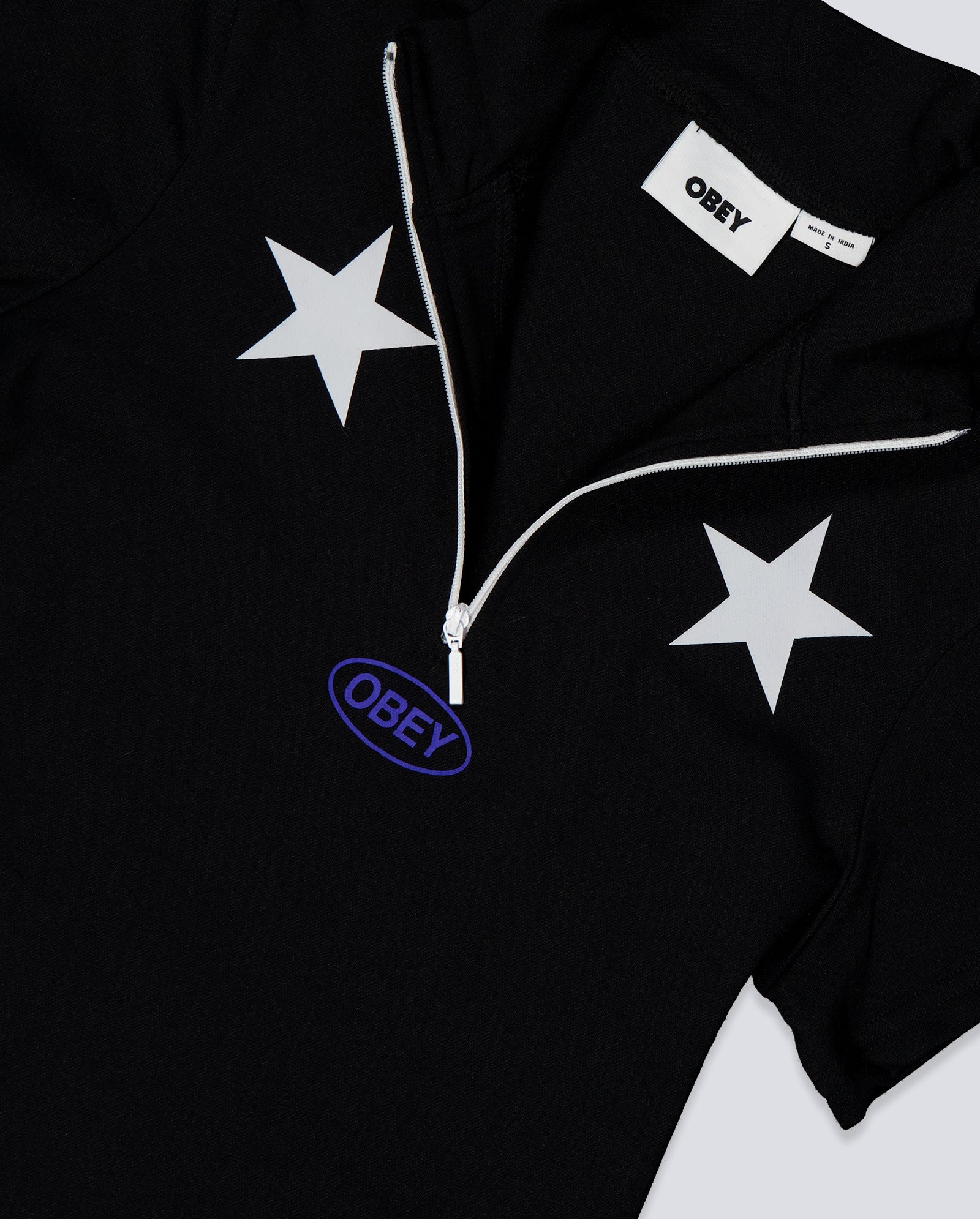 Camiseta Obey Relay Mock Neck Negro Mujer