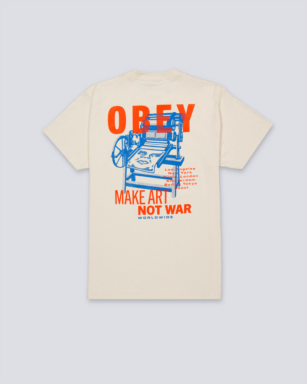 Camiseta Obey Printing Press Make Art Crema Unisex