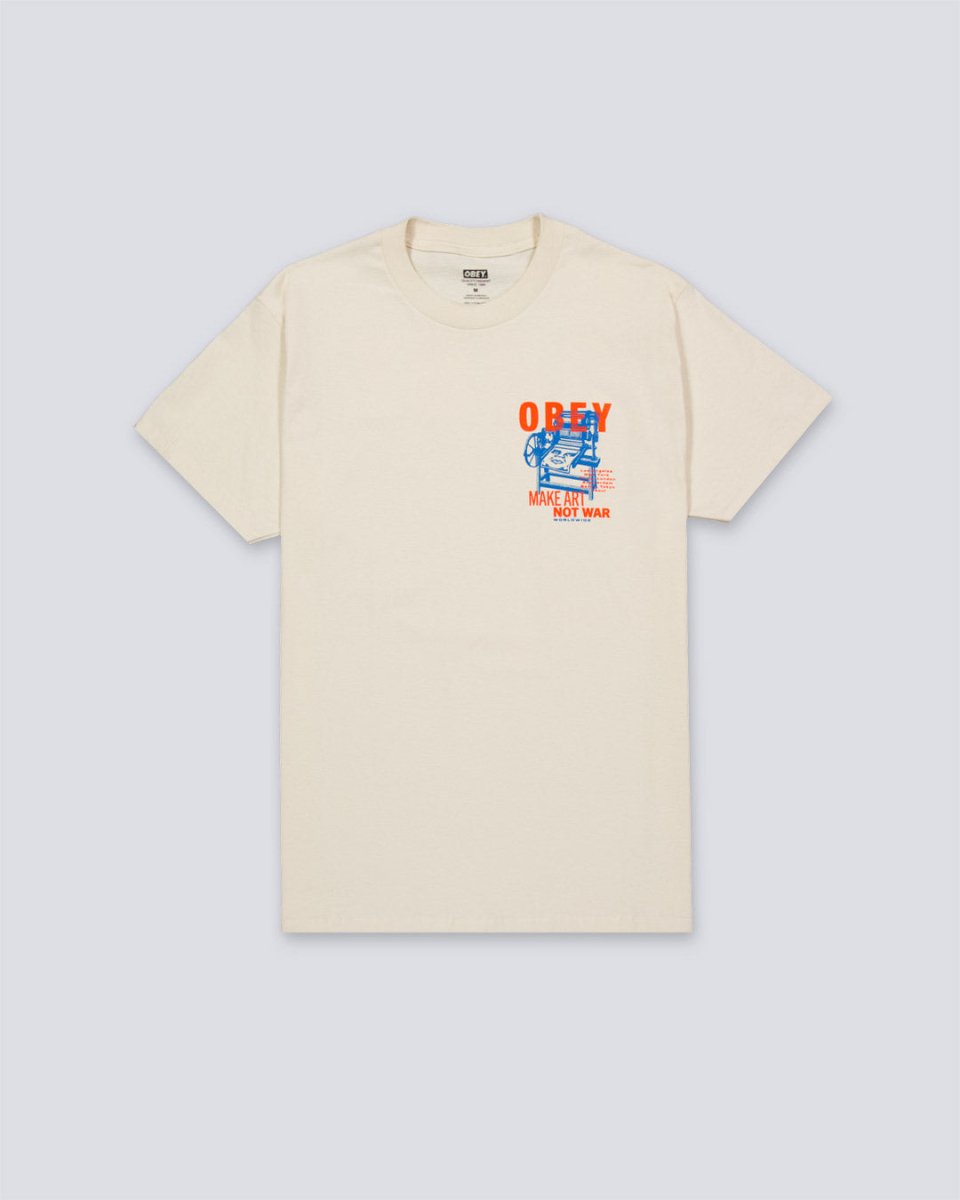 Camiseta Obey Printing Press Make Art Crema Unisex