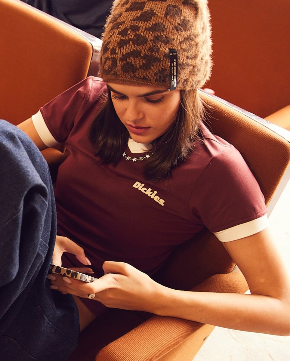 Camiseta Dickies Slayden Ringer Tee Granate Mujer