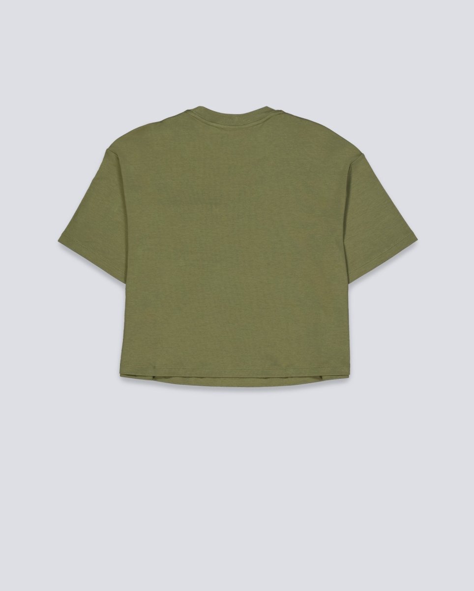 Camiseta Lacoste Oversized Con Bolsillo Verde Mujer