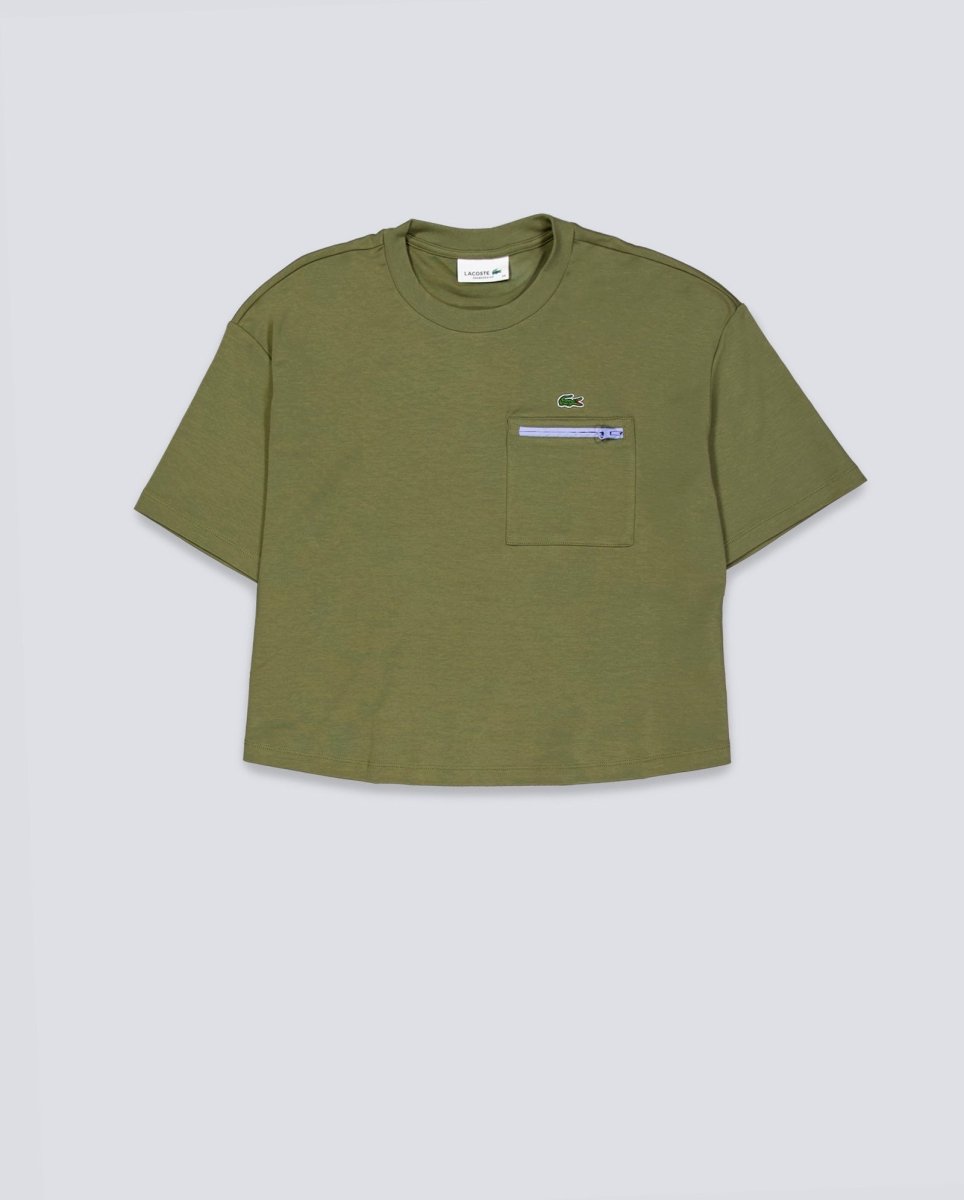 Camiseta Lacoste Oversized Con Bolsillo Verde Mujer