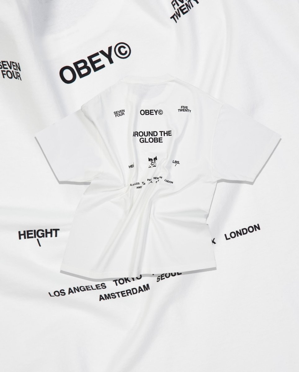 Camiseta Obey Around The Globe Pigment Vintage Blanco Unisex