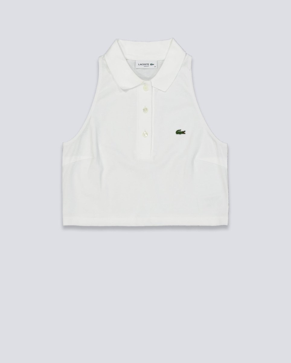 Polo Lacoste Cropped Blanco Mujer
