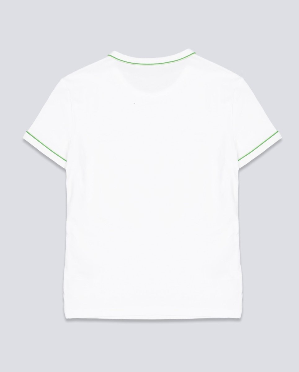 Camiseta Lacoste Blanco Y Verde Mujer