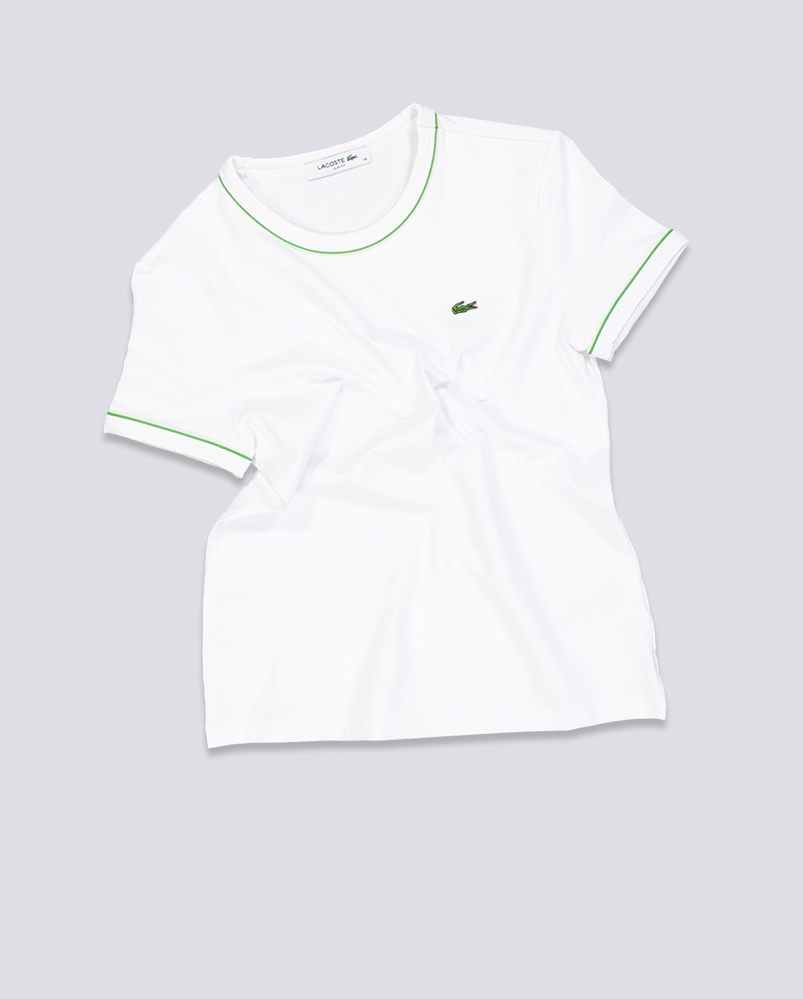 Camiseta Lacoste Blanco Y Verde Mujer