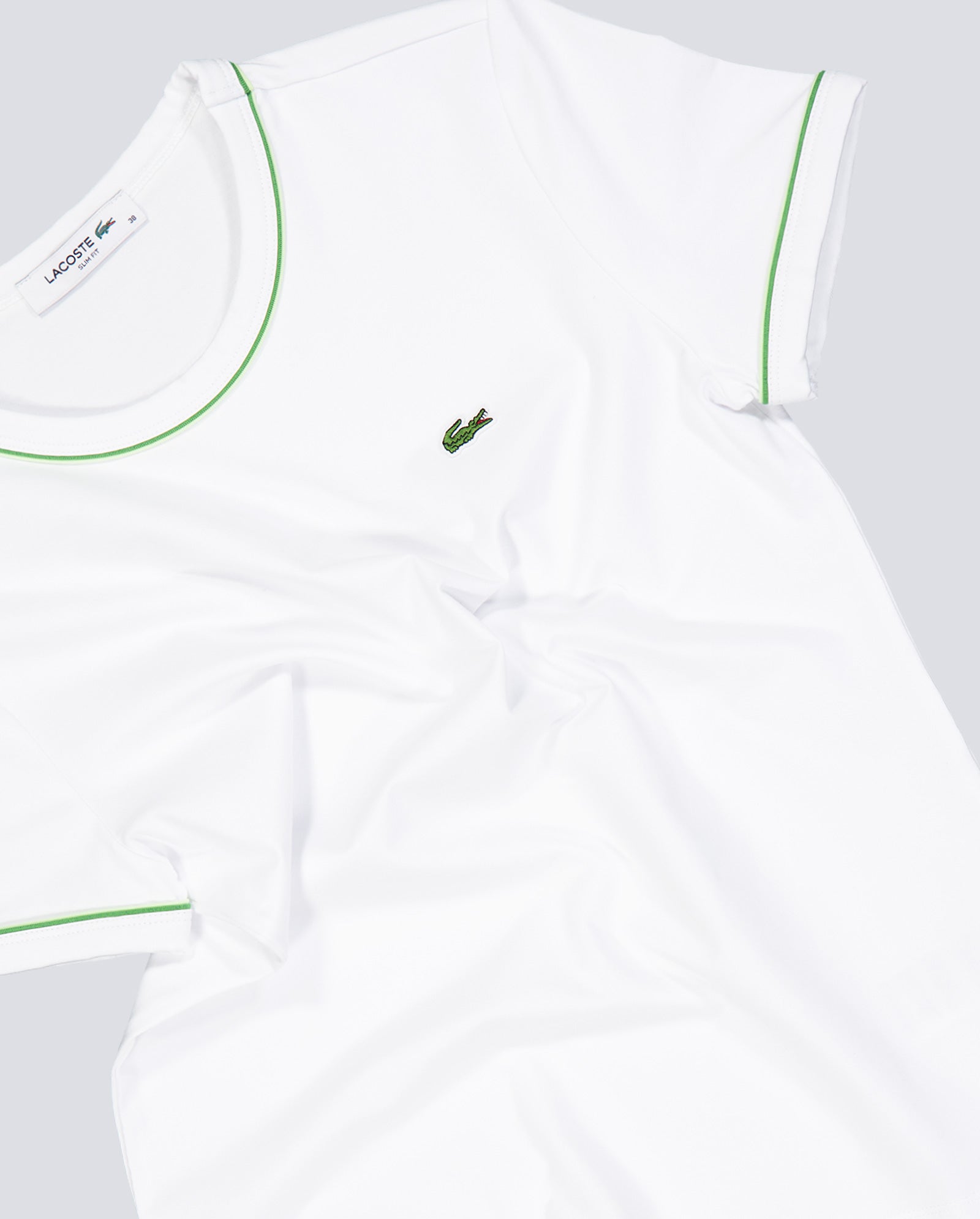 Camiseta Lacoste Blanco Y Verde Mujer