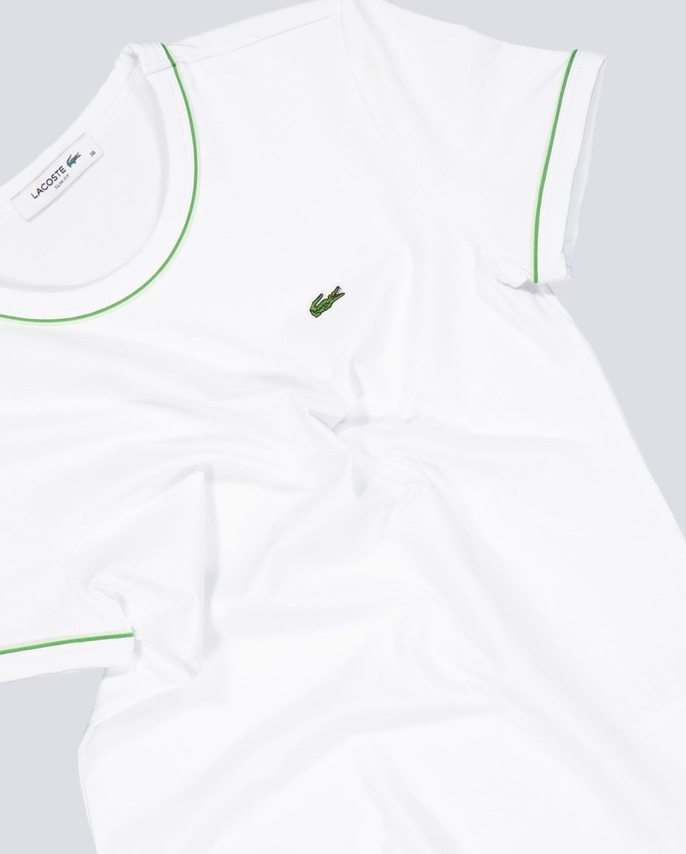 Camiseta Lacoste Blanco Y Verde Mujer