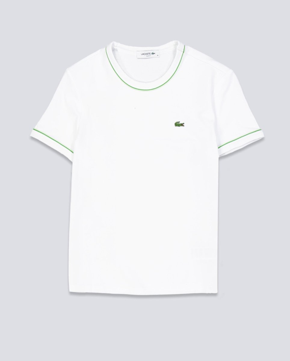 Camiseta Lacoste Blanco Y Verde Mujer