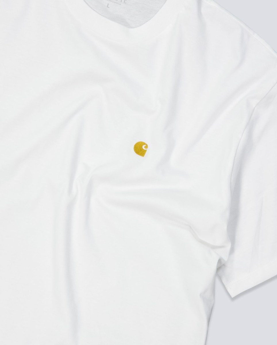 Camiseta Charhart Wip Chase Gold Blanco Unisex