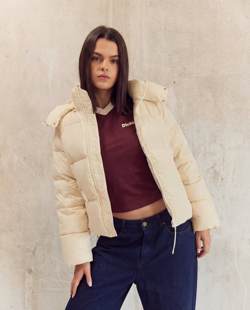 Chaqueta De Plumas Lacoste Blouson Beige Mujer