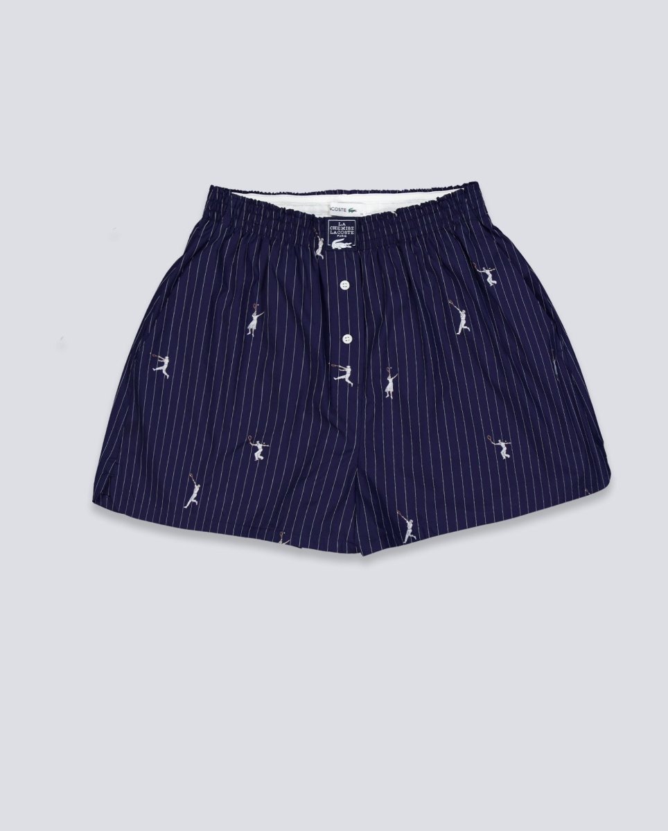 Pantalón Corto Lacoste Jacquard De Popelín Azul Mujer