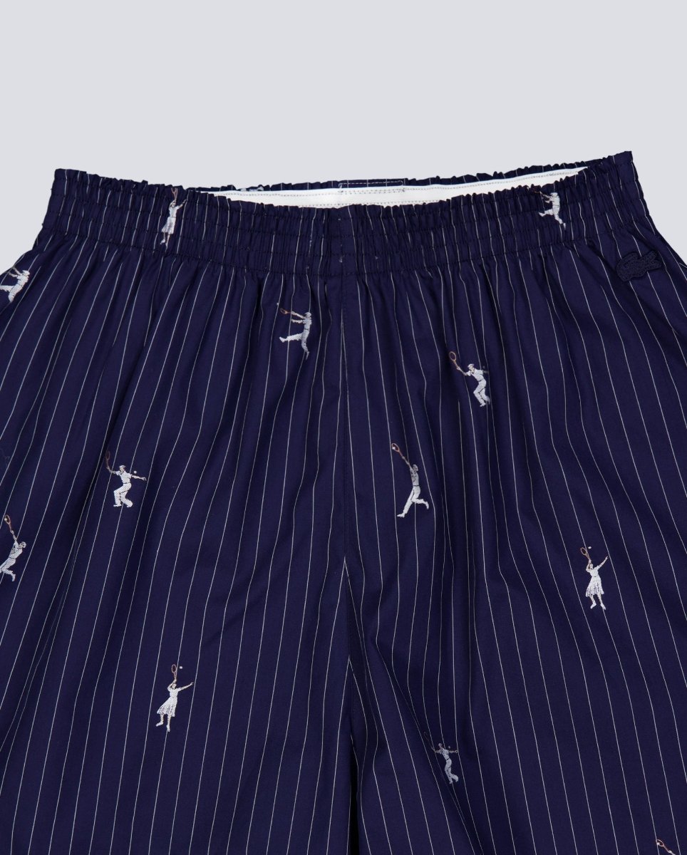 Pantalón Corto Lacoste Jacquard De Popelín Azul Mujer