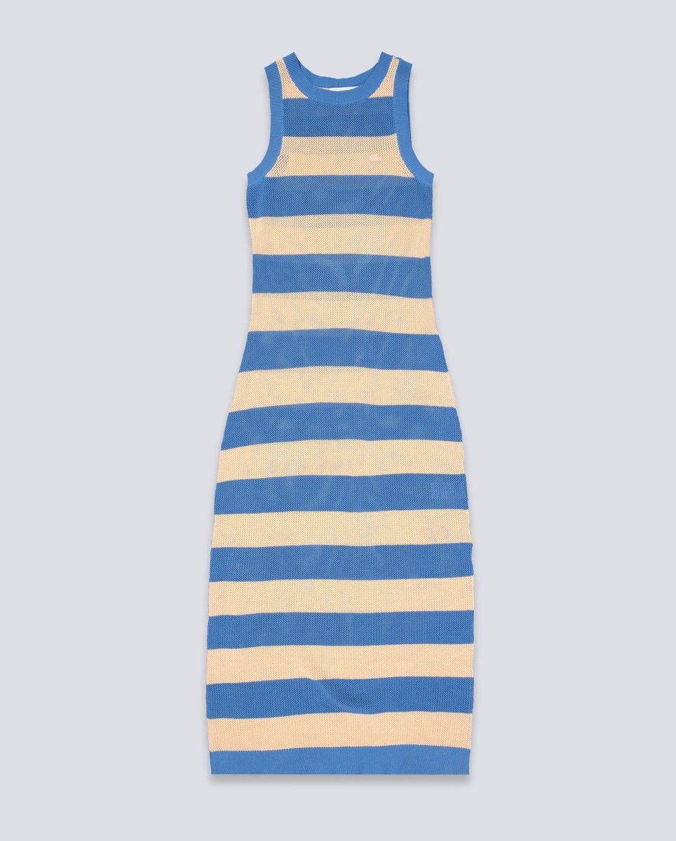 Vestido De Punto Lacoste Rayas Azul Y Beige Mujer