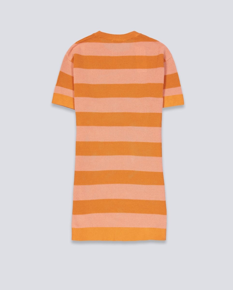 Vestido De Punto Lacoste Rayas Naranja Mujer