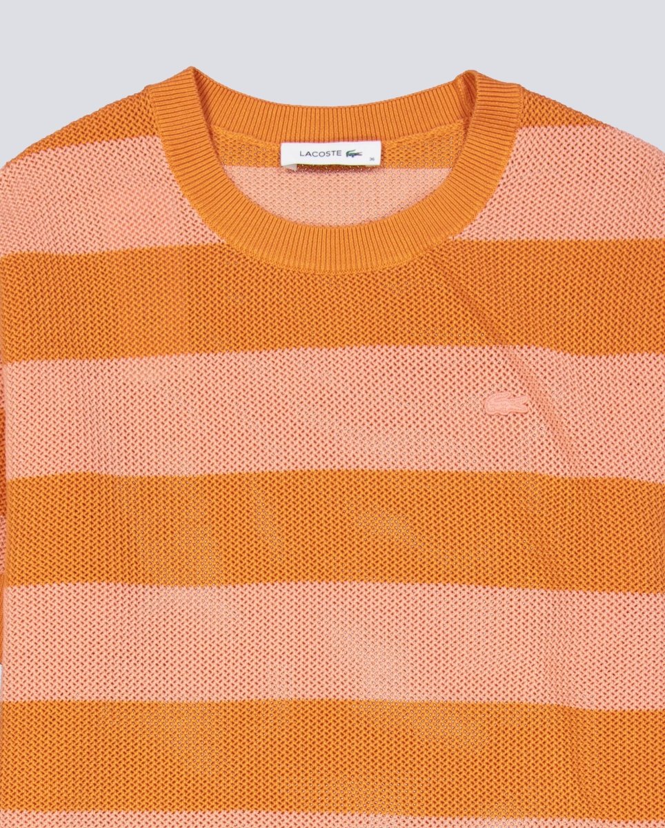 Vestido De Punto Lacoste Rayas Naranja Mujer