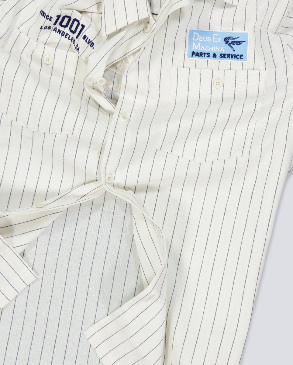 Camisa Deus Forecourt Stripe Beige Unisex D261MSH312-Dirty White