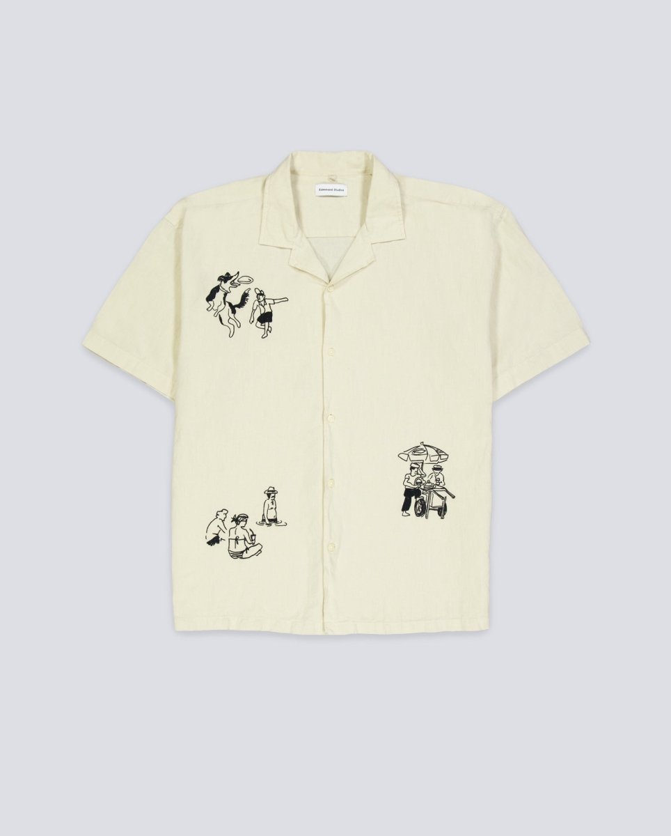 Camisa Edmmond Studios Sunny Day Short Sleeve Beige Unisex 125-10-21050