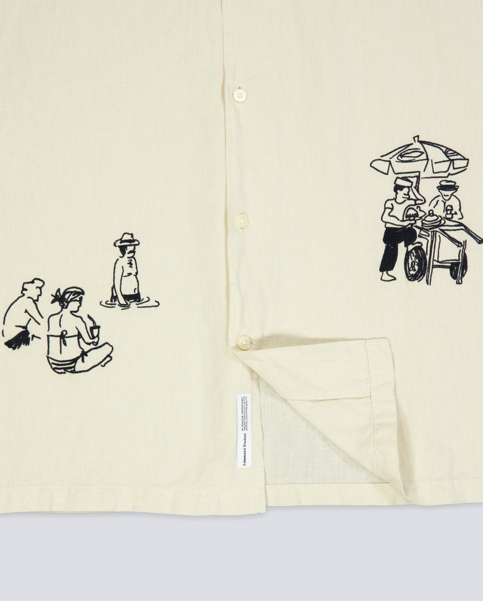 Camisa Edmmond Studios Sunny Day Short Sleeve Beige Unisex 125-10-21050