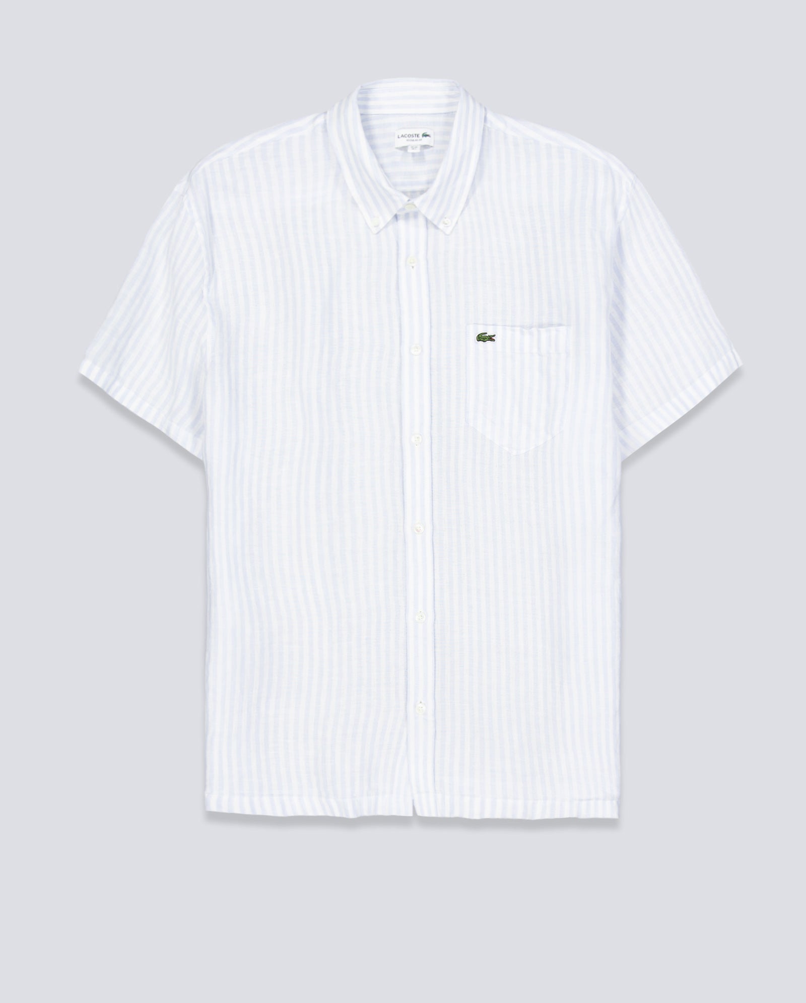 Camisa Lacoste Casual Manga Corta Azul Blanco Hombre CH8061-29I