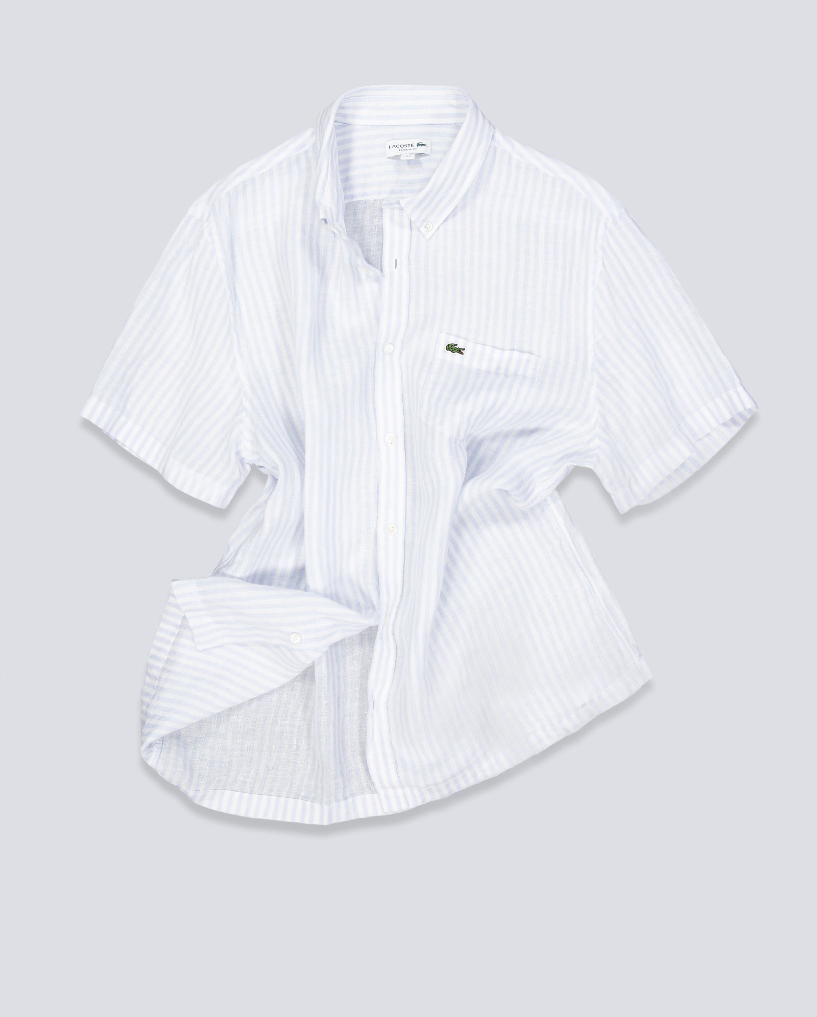 Camisa Lacoste Casual Manga Corta Azul Blanco Hombre CH8061-29I