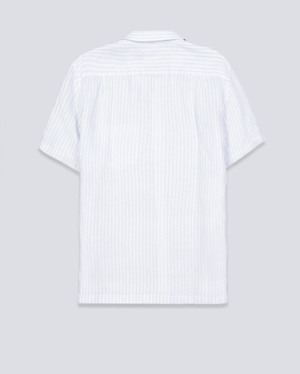 Camisa Lacoste Casual Manga Corta Azul Blanco Hombre CH8061-29I