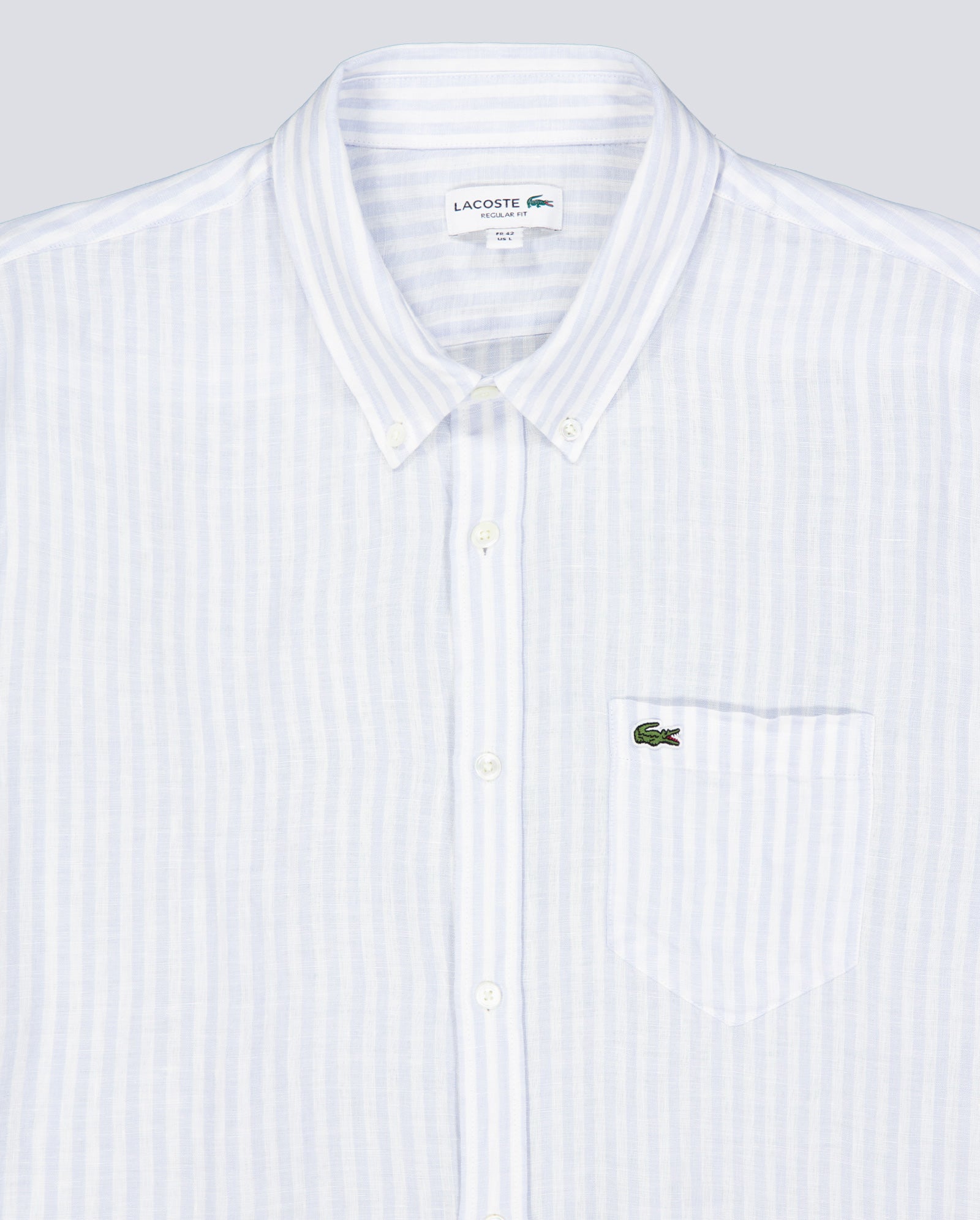 Camisa Lacoste Casual Manga Corta Azul Blanco Hombre CH8061-29I