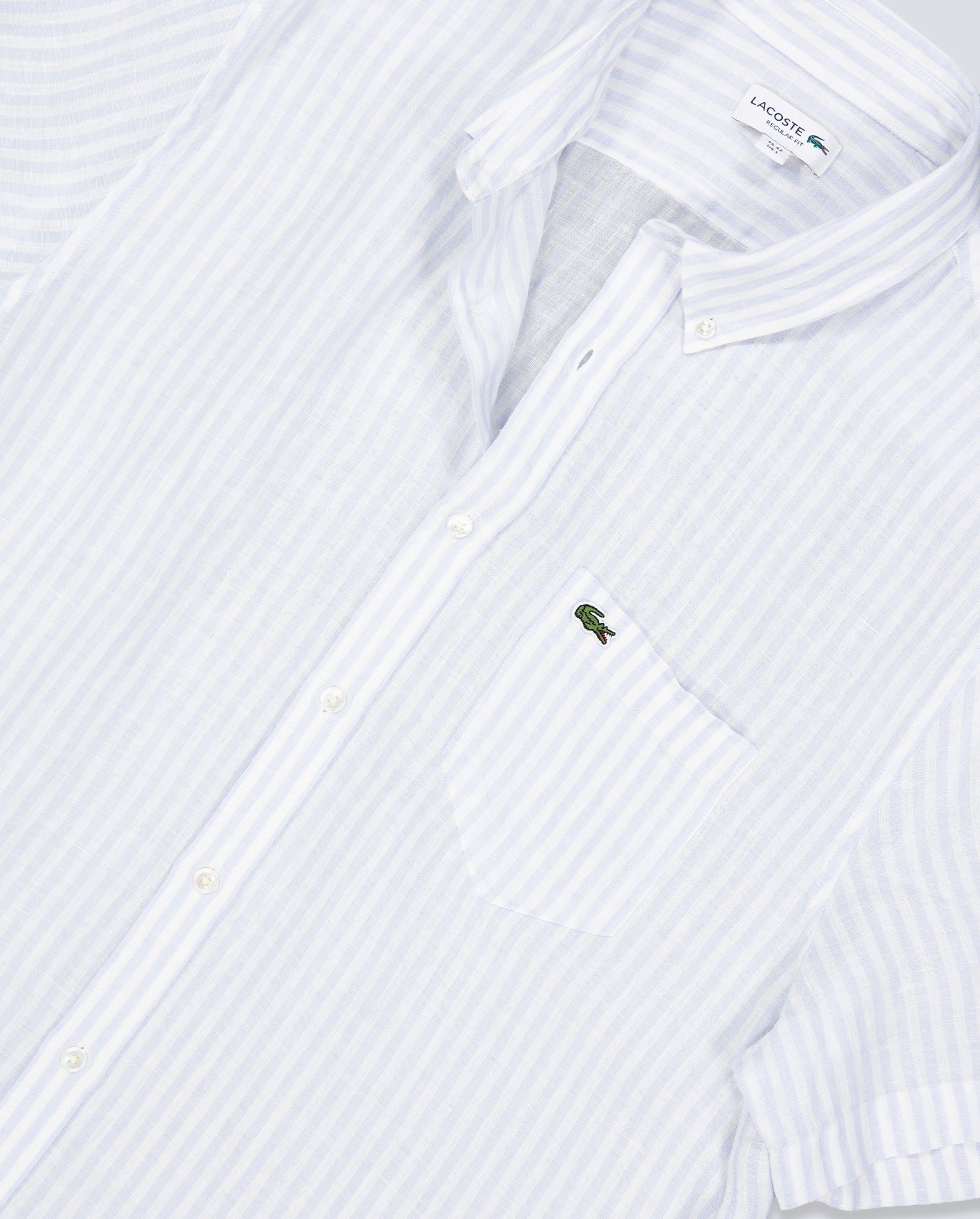 Camisa Lacoste Casual Manga Corta Azul Blanco Hombre CH8061-29I