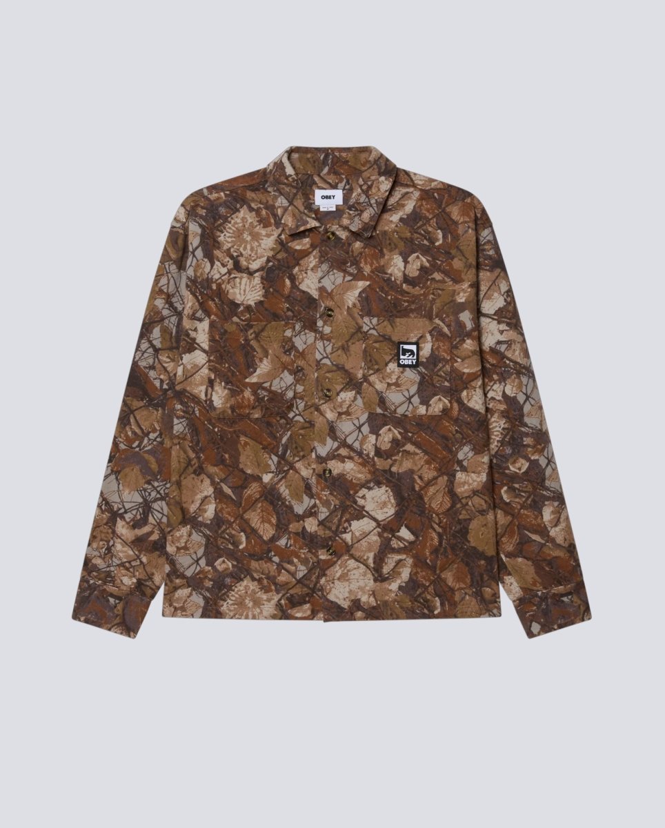 Camisa Obey Fence Camo Woven Marrón Hombre 181200422-FNC