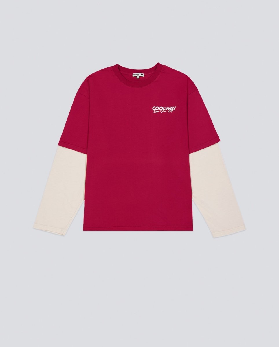 Camiseta Coolway Double Sleeve Rojo Y Blanco Unisex 9058762