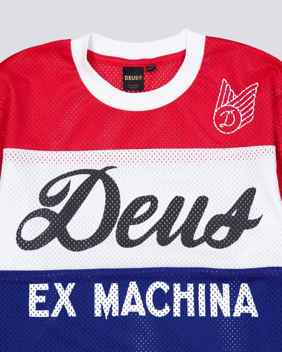 Camiseta Deus Saber Moto Jersey Blanca y Azul Hombre D261MLT164