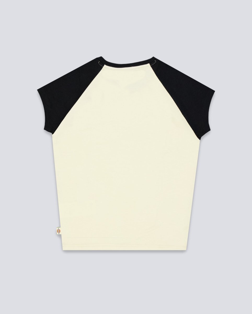 Camiseta Dickies Forth Shaw Raglan Negro Y Beige Mujer DK0A88DRBLK1