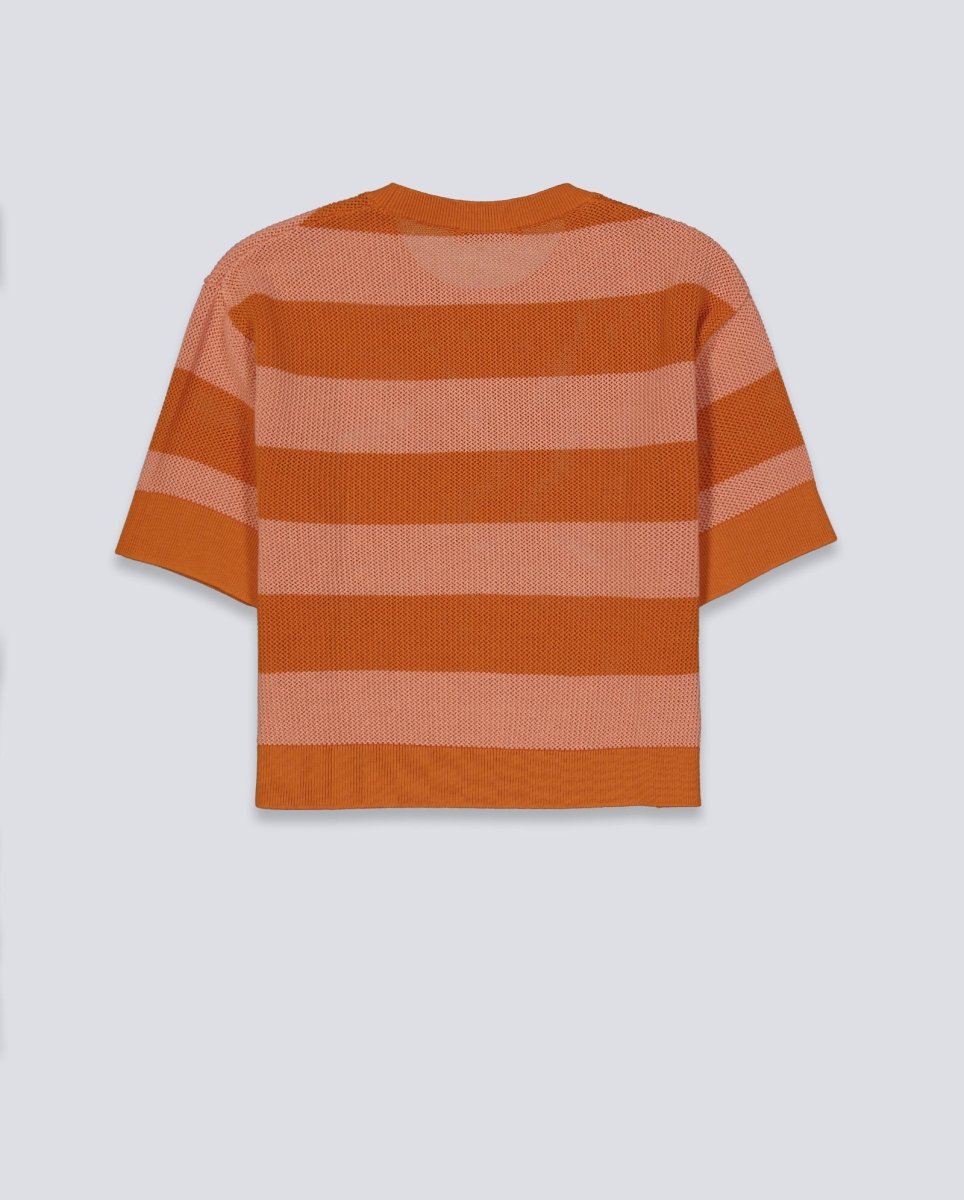 Camiseta Lacoste Rayas Naranja Mujer AF9859-4IM