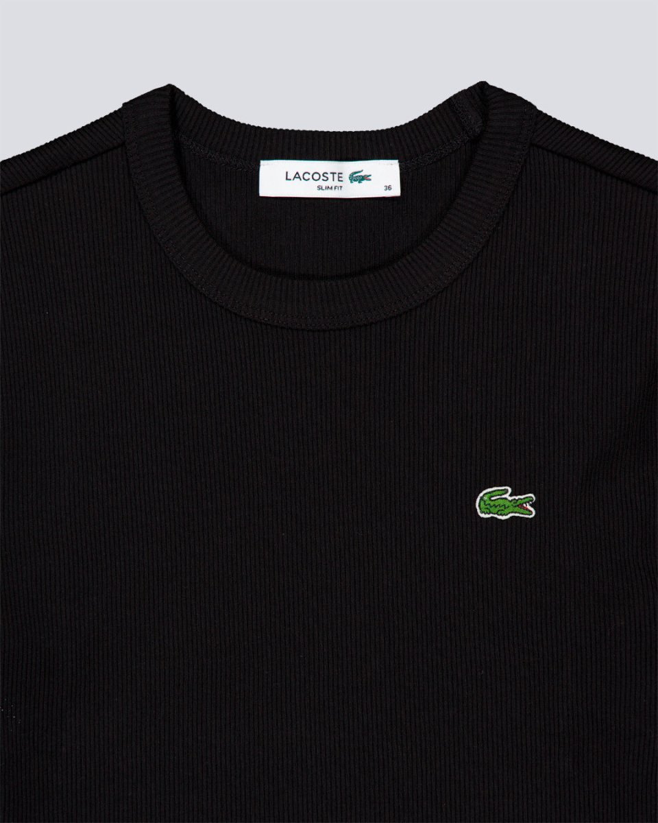 Camiseta Lacoste Slim Fit Cotton Negro Mujer Camiseta