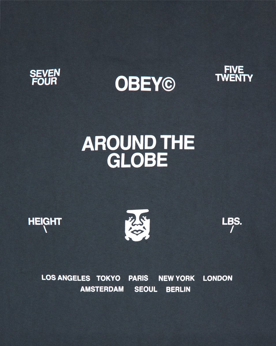 Camiseta Obey Around The Globe Pigment Negro Hombre