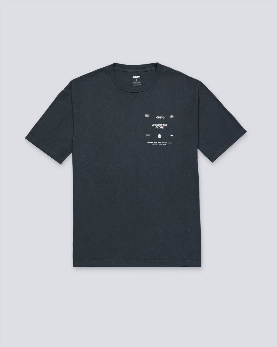 Camiseta Obey Around The Globe Pigment Negro Hombre