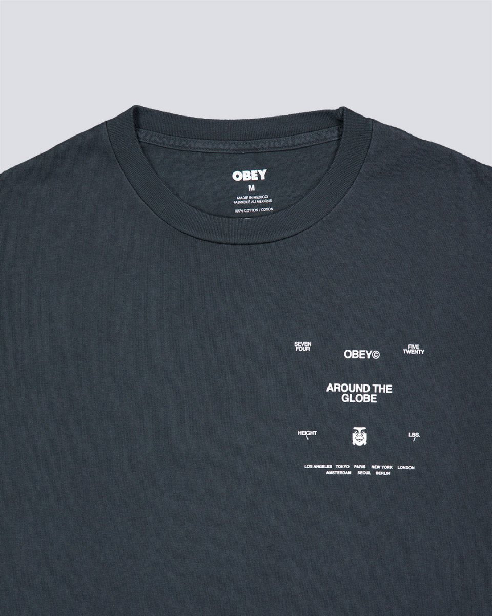 Camiseta Obey Around The Globe Pigment Negro Hombre